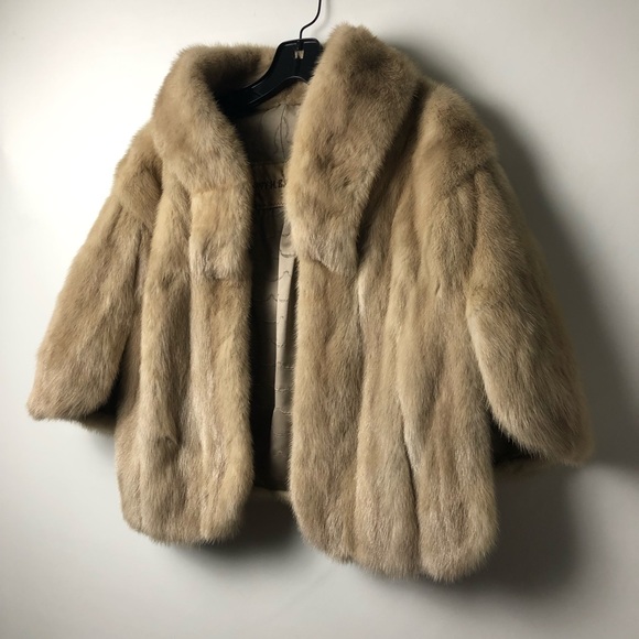 VTG 40s Blond Mink Fur Cape - Picture 5 of 16